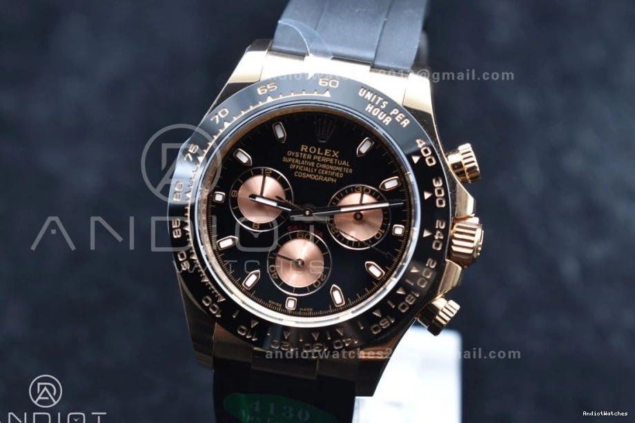 1:1 Daytona Strap SH Black Oysterflex Rubber Dial 753 116518 Edition on RG APSF Seasonal Best 0706